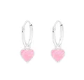 Produktbild: Order & Smile Schmuck Paar Ohrhänger Herz Ohrringe 925 Silber hängend: Kinder Creolen rosa mit Glitzer
