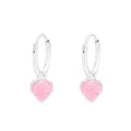 Produktbild: Kleine Herz Creolen 925 Sterling Silber Ohrringe Kinder Mädchen rosa mit Glitzer
