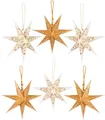 Produktbild: BRUBAKER 6 Papier Sterne Weihnachten - Weihnachtsstern Deko Set - 20 cm Faltsterne Gold Weiß - Großer Baumschmuck Papiersterne - Christbaumschmuck - Weihnachtsbaum und Fenster Dekoration