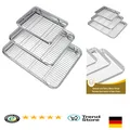 Produktbild: Edelstahl Backblech Set | 3 Pfannen + 3 Racks | Kühlgitter