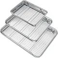 Produktbild: Edelstahl Backblech Set | 3 Pfannen + 3 Racks | Kühlgitter