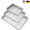 Produktbild: Wildone Backblech mit Gitter-Set | 3 Pfannen + 3 Gestelle | Edelstahl