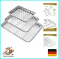 Produktbild: Wildone Backblech mit Gitter-Set 3 Pfannen + 3 Gestelle, Edelstahl-Backform m...