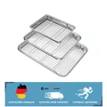 Produktbild: Langlebiges Backblech Set mit 3 Edelstahl-Pfannen und Kühlregalen, 16/12/9 Zoll