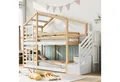 Produktbild: Merax Etagenbett, mit Treppen und Rausfallschutz, Kinderbett Hochbett Kiefer, Einzelbett