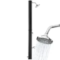 Produktbild: tectake® Solardusche 35 Liter, Gartendusche mit Regenduschkopf und Wasserhahn, warmes Wasser für Garten, als Campingdusche, Pooldusche mit Gartenschlauch-Anschluss, solar Shower Aussendusche - schwarz