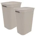 Produktbild: Rotho Brisen 2er- Set Wäschesammler 50l mit Deckel und 2 Griffen, Kunststoff, beige