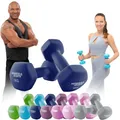 Produktbild: Miweba Sports Neopren Hantelset NKH100 | 𝐏𝐫𝐨𝐟𝐢 Hantel - Hexagon Hanteln Set - Kurzhanteln - Kurzhantel Set - Gymnastikhanteln - Hantel Set - Dumbbell - 0,5-10 Kg (2X 5.0 kg, Königsblau)
