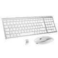 Produktbild: Tastatur Maus Set Kabellos, iClever Kabellose Tastatur und Maus, Wiederaufladbare, Deutsche QWERTZ Layout Funktastatur für Computer/Desktop/PC/Laptop/Windows 10/8/7, Weiß und Silber