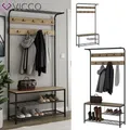 Produktbild: Garderobe Fyrk, 100 x 190 cm, Eiche Schwarz, Ablage, Bank & Schuhregal Vicco