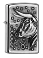 Produktbild: Zippo Sturmfeuerzeug - Zodiac Taurus, Street Chrome, Emblem - Nachfüllbar - Wiederverwendbar - Windfestes Design - Geschenkbox - Made in USA