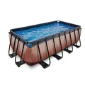 Produktbild: EXIT Toys Wood Pool - 400x200x122cm - Großer, Rechteckiger Rahmenpool mit Sandfilterpumpe - Extra tiefer Pool - Starker Rahmen - Inklusive Poolleiter - Einzigartiges Design - Braun