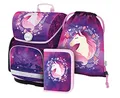 Produktbild: Baagl Schulranzen Mädchen Set 3 Teilig, Ergo Schultasche für 1. Klasse, Ergonomische Grundschule Ranzen Tornister mit Brustgurt (Pferd)