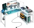 Produktbild: COMHOMA Schreibtisch Gaming Tisch mit Regal, Eckschreibtisch mit USB-Ladeanschluss und Steckdose, 120cm Computertisch L Form, PC Tisch für Büro, Heimb