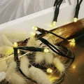 Produktbild: hellum LED Lichterkette innen, Mini Lichterkette 100 LEDs warmweiß, 14,85 m beleuchtet, grünes Kabel, mit Stecker, für Weihnachtsbaum, Tischdeko, Regal, <59 lm, 579345