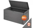 Produktbild: Casaria Auflagenbox Woody (1 St), 280L UV-beständig Griffmulden Verschließbar Balkon Holz-Optik Grau