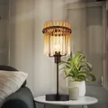 Produktbild: Tischlampe Tischleuchte Nachttischlampe Retro Wohnzimmerlampe Glas amber 37,5cm