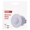 Produktbild: EMOS Mikrowellen-Bewegungsmelder Unterputz für Innen, Arbeitsfeld 360°, 8m Reichweite, Empfindlichkeit 3-2000 Lux, einstellbare Leuchtdauer, Installationshöhe 1,5-3,5 m