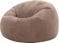 Produktbild: icon Klassischer Sitzsack Bean Bag Kingston, Cord Kuschelstuhl Sitzsäcke Für Das Wohnzimmer, Mocha - Hergestellt in Deutschland
