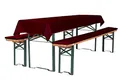 Produktbild: TexDeko Bierbankauflage gepolstert 220x25x2cm Härtegrad RG 23 waschbar mit Reißverschluss 3TLG Set Blickdicht Tischdecke 250x100cm (universal), Bordeaux