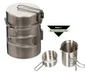 Produktbild: Kochgeschirr Edelstahl Topf Pfanne Stapelbar Camping Outdoor Kochset MFH