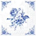 Produktbild: 20 Servietten Rose on Tile Rose in blau Blumen Garten Natur Romantisch 33x33cm