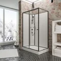 Produktbild: Schulte Fertigdusche Komplettdusche 120 x 90 cm Duschtempel Ibiza, 5 mm Sicherheits-Glas, Profile & Duschsystem Mattschwarz, duschkabine komplett, Duschwanne weiß