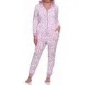 Produktbild: Normann Pyjama Damen Schlafanzug Einteiler Jumpsuit Overall aus Coralfleece rosa 36/38