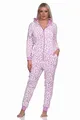 Produktbild: Normann Damen Schlafanzug Einteiler Jumpsuit Overall aus Coralfleece im Animal Look, Farbe:pink, Größe:36/38