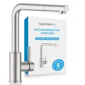 Produktbild: Bächlein Küchenarmatur 360 Grad schwenkbar - gebürsteter Edelstahl – Einhand-Spültischbatterie aus Edelstahl mit ausziehbarem Schlauch und Brause