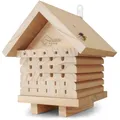 Produktbild: WILDLIFE HOME Bienenhotel aus Naturholz I Insektenhotel, Bienenhaus, Nisthilfe Unterschlupf für Wildbienen, Bienen I Wildbienenhotel für Garten & Balkon