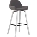 Produktbild: Barhocker Newnan Stoff 4-Fuß Gestell dunkelgrau weiß (eiche)