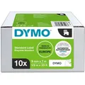Produktbild: DYMO Original D1 Schriftband für Labelmanager, Vorteilspack 10 Stück 9mm breite 7m Länge schwarz auf weiß 2093096