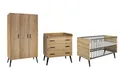 Produktbild: Set Kinderbett Umbauseiten Wickelkommode Schrank 3T Babyzimmer Kinderzimmer Oak