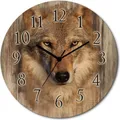 Produktbild: ARTland Holz Wanduhr Quarzuhr - schwarzer Zeiger Wolf Größe: 30x30 cm