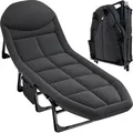Produktbild: TRIZAND Klappbares Feldbett Campingliege bis 150kg - Verstellbare Rückenlehne 5 Stufen von 0° bis 90° - Tragbares Reisebett für Outdoor 200 x 6... - Grau