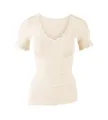 Produktbild: CALIDA Richesse Lace T-Shirt Damen, aus Schurwolle und Seide mit Spitze am Ausschnitt, Feinripp im Rundstrick ohne störenden Seitennähte, temperaturausgleichend