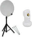 Produktbild: PremiumX mobile Camping SAT Anlage 45cm Antenne Hellgrau Single LNB Stativ