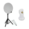 Produktbild: PremiumX Mobile Camping SAT Anlage 45cm Hellgrau Satelliten-Schüssel Antenne Single LNB 4K Dreibein-Stativ