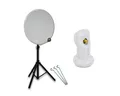 Produktbild: PremiumX Mobile Camping SAT Anlage 45cm Antenne Hellgrau Single LNB Stativ SAT-Antenne