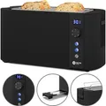 Produktbild: Balter Toaster 4 Scheiben Langschlitz, 1500W, Display, Restzeitanzeige Doppelwandgehäuse, Brötchenaufsatz, Auftaufunktion, Schwarz - Schwarz