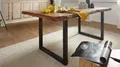 Produktbild: Massivart® Baumkantentisch TICO / Massivholz Akazienholz / 55 mm Tischplatte, Standbeine Kufengestell / Metall schwarz lackiert / Industrial Look