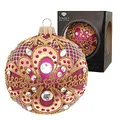Produktbild: Krebs Glas Lauscha - Weihnachtsdekoration/Christbaumschmuck aus Glas - Weihnachtskugeln - Farbe: Purpur - verziert mit Strasssteinen - Größe: 8 cm