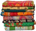 Produktbild: Estationeryhouse Kantha-Steppdecke, indischer Vintage-Stil, handgefertigt, wendbar, Tagesdecke, Baumwollstoff, Bohemian-Steppdecke (1)
