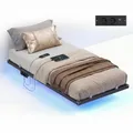 Produktbild: VASAGLE Bettgestell 90 x 200 cm mit LED-Beleuchtung, USB-C-Anschluss, Steckdosenleiste, Schlafzimmer, trägt bis 250 kg, schwarz