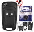 Produktbild: mt-key Auto Klapp Schlüssel Ersatz Gehäuse 2 Tasten + Rohling + VARTA CR2032 Knopfzelle, CR2032 (3 V), für OPEL MERIVA ASTRA J ADAM CORSA E ZAFIRA Funk Fernbedienung