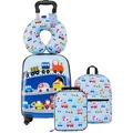 Produktbild: VEVOR 5 tlg. Kinderkoffer Set, 457,2 mm, Hartschalenkoffer mit Kindertrolley, Rucksack, Nackenkissen, Lunchbox & Kofferanhänge, Kofferset fürJungen & Mädchen, praktisch für Reisen Fliegen (Autos)