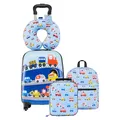 Produktbild: VEVOR 5 TLG. Kinderkoffer Set, 457,2 mm, Hartschalenkoffer mit Kindertrolley, Rucksack, Nackenkissen, Lunchbox & Kofferanhänge, Kofferset fürJungen & Mädchen, praktisch für Reisen Fliegen (Autos)