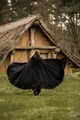 Produktbild: Mittelalter Umhang mit langer Kapuze Wolle Schwarz 131 cm