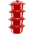 Produktbild: Staub Ceramique Cocotte Set 4-tlg, rund, Kirsch-Rot, Keramik